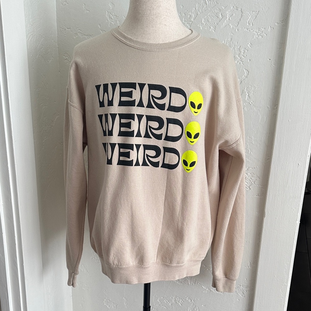 Beige Sweatshirt with Alien Print